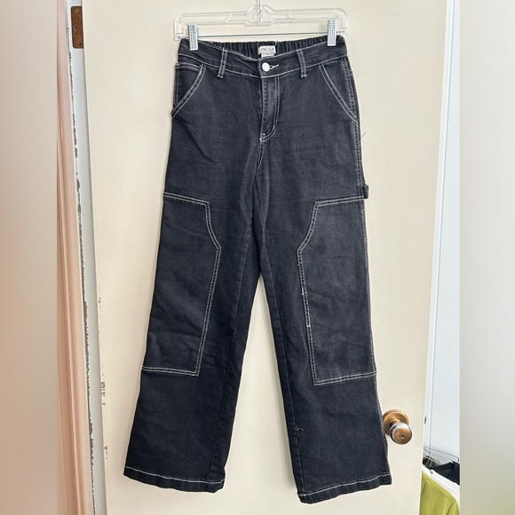 Ultra Flirt Pants - Ultra Flirt Black Pants with Elastic Waistband and Contrast Stitch